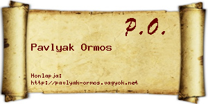 Pavlyak Ormos névjegykártya